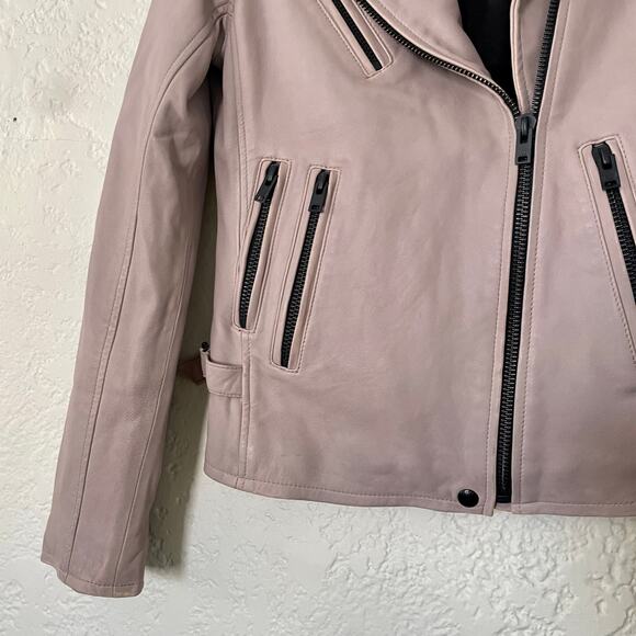 IRO Newhan Han Leather Moto Biker Jacket Dusty Old Pink sz 38 - Picture 3 of 15